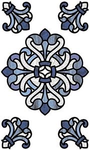 InHome NH2425 Medici Stained Glass Decal, Blue 15 x 9 inches