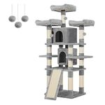 SONGMICS 67" Cat Tree Condo with Scratching Post Pad Cat Tower Furniture House Light Grey UPCT18W