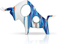 XYQXYQ Resin Painted Bull Statue, Abstract Household Animal Decoration, Bull Sculpture Color Hollow Ornaments (Blue B)