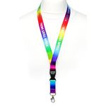 ROLSELEY Personalised Lanyard Neck Strap with Safety Breakaway Quick Release and Metal Clip - Rainbow Pattern with Silver Metallic Text - Printed Custom Multicolour Lanyard - Office Gift Idea