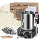 Soy Wax Candle Making Kit Supplies, DIY Art&Crafts Kit for Adults,Beginner, Including 2lbs Soy Wax Flakes, 100 Candle Wick, 10 Centering Devices, Melting Pot (with Hot Plate)