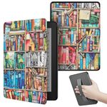 Chuupa Case for Kindle Paperwhite 6.8" (11th Generation, 2021 Release), Leather Cover with Auto Sleep/Wake Hand-Strap, Not Compatible with Kobo/Sony 6.8inch E-Book Reader, Colorful Bookshelf