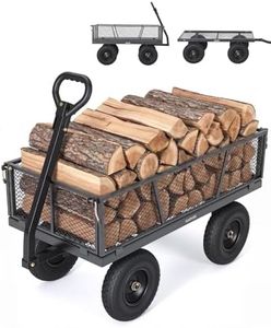 Garvee 1200LBS Heavy Duty Steel Garden Cart, Garden Wagon Cart on Wheels, Metal Yard Utility Wagon with Removable Mesh Sides, 13" All Terrain Tires, 180° Rotating Handle for Lawn, Garden, Farm, Grey