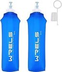 Soft Running Water Flask Soft Flasks Collapsible Soft Water Bottles Small BPA-Free for Sports Hiking Hydration Pack 5oz/8oz/17oz(BLUE,17oz*2)