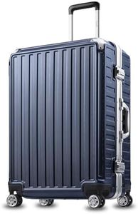 LUGGEX Zipperless Luggage with Spinner Wheels - Polycarbonate Aluminum Hard Shell Suitcase, Checked-Large 26-Inch, Blue