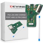 Devine Customz JDS-055 050 Replacement Charging Port Assembly for PS4 DualShock 4, Repair Part Micro USB Adaptor Charger Socket Board Connector Module for Playstation PS4 Controller, Flex Cable