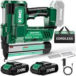 KIMO 20V 18 Gauge Cordless Brad Nailer/Stapler Kit, 2 in 1 Cordless Nail/Staple Gun w/Lithium-Ion Battery&Fast Charger, 18GA Nails/Staples, Single or Contact Firing for Home Improvement, Woodworking