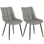 WOLTU Dining Chairs Set of 2 pcs Kitchen Counter Chairs Lounge Leisure Living Room Corner Chairs Grey Faux Leather Reception Chairs with Backrest and Padded Seat