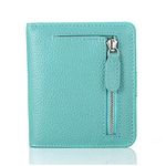 FUNTOR Leather Wallet for women, Ladies Small Compact Bifold Pocket RFID Blocking Wallet for Women, Blue