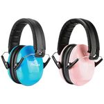 ProCase Kids Ear Defenders, SNR 27dB Noise Cancelling Headphones for Kids Toddler Children, Sound Proof Earmuffs for Autism, Hearing Protection for Airplane Sleep Fireworks -2 Pack, Lightpink & Blue