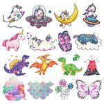 Leesgel Glitter Tattoos for Kids, 12 Sheets Glitter Tattoos Kit - Dinosaur/Mermaid/Butterfly Transfer Tattoo Stickers for Childrens Party bag Fillers, Boys Toys Girls Birthday Supplies