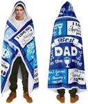 Wearable Blanket Hoodie for Dad, Fathers Day Blankets Gifts from Daughter Son, Soft Blue Throw Dad Blankets for Birthday Christmas Father's Day