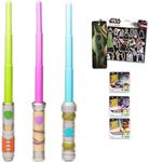 Star Wars Young Jedi Adventures Lightsabers - Bundle with 3 Star Wars Jedi Dueling Lightsabers Featuring Kai Brightstar, Nubs, LYS Solay Plus Stickers, More | Retractable Light Sabers for Kids