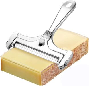 Cheese Slicer With Adjustable Thickness - Stainless Steel Cheese Cutter with Wire - Hand Held Cheese Cutter for Cheddar, Gruyere, Raclette, Mozzarella Cheese Block, Adjustable Cheese Shaver