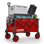 VIVOSUN Heavy Duty Folding Collapsible Wagon Utility Outdoor Camping Cart with Universal Wheels & Adjustable Handle, Red