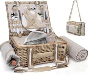 19Pcs Picnic Basket for 2 with Insu