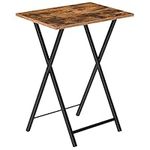 HOOBRO TV Tray, Folding TV Table, Stable Snack Table for Small Space, Portable Sofaside Table, Easy Assembly and Storage, Ideal for Snacks and Meals in Living Room, Rustic Brown and Black BF15BZ01