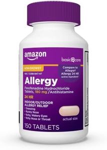 Amazon Basic Care All Day Allergy Relief, Fexofenadine Hydrochloride Tablets, 180 mg, Antihistamine, Non-Drowsy, 24-Hour Relief, 150 Count