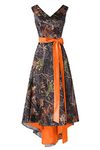 Ci-ONE High Low Camo Wedding Dress V-Neck Cocktail Dresses For Women Evening, Orange, 26 Plus