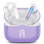 Wireless Earbuds, Bluetooth 5.3 Headphones in Ear with HiFi Stereo Deep Bass, 4 ENC Noise Cancelling Mic Wireless Earphones 40H Playtime, Bluetooth Earbuds Dual LED Display, IP7 Waterproof, Purple