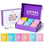 Thoughtfully Gourmet, Sisters are Forever Tea Gift Set, Tea Sampler Includes 6 Flavours of Tea with Inspirational Quotes, Great Sister Gifts, Set of 90