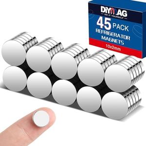 DIYMAG 45Pcs Refrigerator Magnet, Small Round Rare Earth Magnets for Crafts, Small Strong Neodymium Magnet for Whiteboard, Fridge, Billboard, Hobbies in Home, Kitchen, Office and School