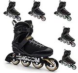 Kingdom GB Rage R40 Recreational Senior Adults Inline Skates Roller Blades For Mens Womens Black Gold Size 9.5 UK