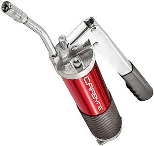 Carbyne Grease Gun - Lever Handle, Heavy Duty Professional Quality, Anodized Aluminum Barrel. 12 inch Hose and 6 inch Rigid Ext, 3-Way Loading
