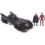 Vehiculo Batmobile + figuras Flash y Batman DC Comics 10cm