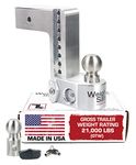Weigh Safe Adjustable Trailer Hitch Ball Mount - 8" Adjustable Drop Hitch for 3" Receiver - Premium Heavy Duty Aluminum Trailer Tow Hitch with Built in Weight Scale for Anti Sway - 21,000 lbs GTW