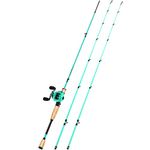 Sougayilang Baitcaster Combo, 2Pc Baitcasting Fishing Rod and Reel Combo, Twin-Tip M/MH Fishing Pole and Baitcasting Reel-Green-5.9ft-Left Handle