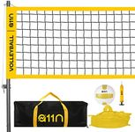 A11N Outdoor Volleyball Set - Includes 32ft Anti-Sag Net, Volleyball, Air Pump, Boundary Markers, and Carrying Bag - for Backyard, Beach, and Park