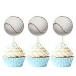 Gyufise 36Pcs Baseball Cupcake Toppers Assembled Sport Theme Ball Cupcake Picks Baseball Theme Baby Shower Kids Birthday Party Cake Decorations