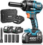 SEESII Impact Wrench 900 FT-LBS(1200N.m) 2900IPM 1/2 Impact Gun High Torque Electric Cordless Impact Wrench with 21V 2x4.0Ah Battery 5 Sockets and Case for Home Car Truck Tire Lug Nut Removal Tool Set