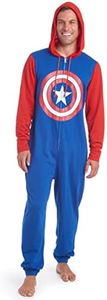 Marvel Avengers Captain America Mens Fleece Zip Up Pajama Coverall Small