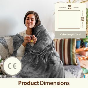 KEPLIN Electric Heated Throw Blanket – Grey Fleece