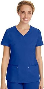 Healing Hands Women's Scrub Top V-Neck with 2 Pockets, 2-Way Stretch, and Yoga Knit Side Panels for Slim Fit 2245, Galaxy Blue, Large