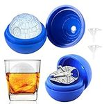 GRUISE Star Wars Death Star Silicone Ice Cube Mold Tray, Blue Round Ice Cube Mold for Whiskey, Bourbon, Cocktails, Chocolate (2 Packs+Starry bag)