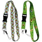 Tbecor 2Set Neck Lanyard for Keys ID Badge Holder Keychain USB Phones Camera for Men Women Nurse Doctor Students Workers Kids (Green Avocado)