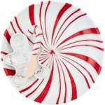 Mud Pie Peppermint CHIP & DIP Bowls, server 1 3/4" x 11" dia | spreader 5 1/2", RED