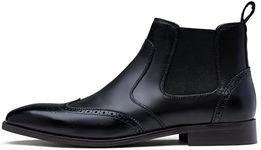 Jousen Chelsea Boots Leather Dress Boots for Men, Premium Leather-black, 10