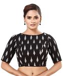 Madhu Fashion Women's Cotton Half Sleeve Blouse (MF1968_Black_2XS)