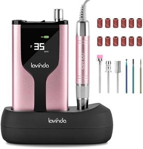 Lavinda Professional Rechargeable Nail Drill Machine, Cordless 35,000RPM Skyspace Brushless Nail Drill, Portable Electrical Nail File for Acrylic Nails with Protective Case, Rose Gold