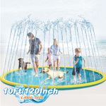 Lewtemi 10 Ft Giant Non-Slip Splash Pad for Adult Kids and Dog, Thicken Sprinkler Pool Summer Outdoor Toys Fun Backyard Fountain Play Mat for Family Pet Dog (Fresh Style)