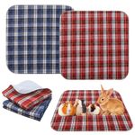 Scenereal Guinea Pig Cage Liner 2 Pcs, Reusable Washable Plaid Small Animal Bedding, Non-slip Fast Absorbent Waterproof Hamster Pads, Puppy Kitten Whelping Mats for Chinchillas Rabbits Bunny