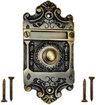 Akatva Decorative Doorbell Button – Finest Quality Bell Push Button – Easy to Install Calling Bell Button – Vintage Décor Doorbell Button Finely Hand Crafted - Antique Brass Finish