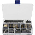 2.54mm Male and Female Pin Header Connector Assortment Kit, 100pcs Stackable Shield Header and 12pcs Breakaway PCB Board Pin Header for Arduino Prototype Shield-122Pcs