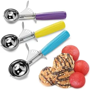 Cookie Scoop Set - Ice Cream Scoop with Trigger - Cookie Scoops for Baking Set of 3, #16 (2.7 oz), #20 (2 oz), #30 (1.25 oz), Stainless Steel Versatile Tool for Baking, Cookies, and Desserts