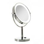 Zadro Laguna 11 in Round Surround Lighted Makeup Mirror 10X or 5X by 1X Magnifying Vanity Mirror with LED Lights, 2-Side 7 in Rotating Cosmetic Mirror