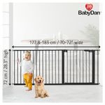 BabyDan Premier, Extra Wide Pressure Fit Stair Gate, Covers openings between 177.8-183 cm/70-72 inches, Baby Gate/Safety Gate, Metal, Black, Made in Denmark - (Pet Gate/Dog gate)